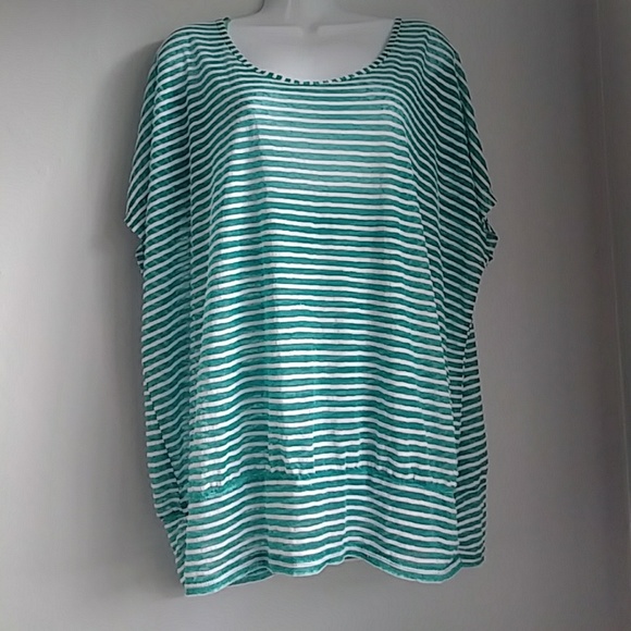 Lane Bryant Tops - Lane bryant sheer teal & white top sz: 22/24